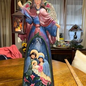 Jim Shore Colorful Angel Figurine with Lantern 21” tall
